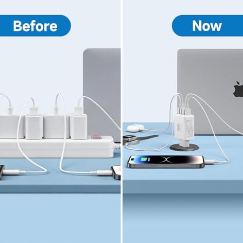 EU Travel Adapter Charger 2Pack, 25W UK to European Plug Adapter Fast Charging with 4 USB A, European Wall Adaptor EU USB Adaptor Plug Fast Charger for iPhone 17 16 15 14 13 12,iPad,Samsung Galaxy S25 — view 6