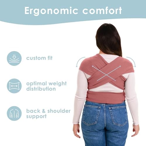 Sleepy Wrap Baby Carrier 3-16 kg, Stretchy Wrap Infant Sling, Pink — view 4