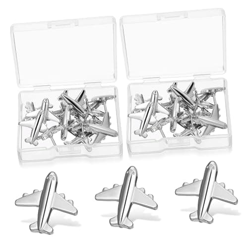 24 Piece Airplane Push Pins Metal for Cork Boards and Notes