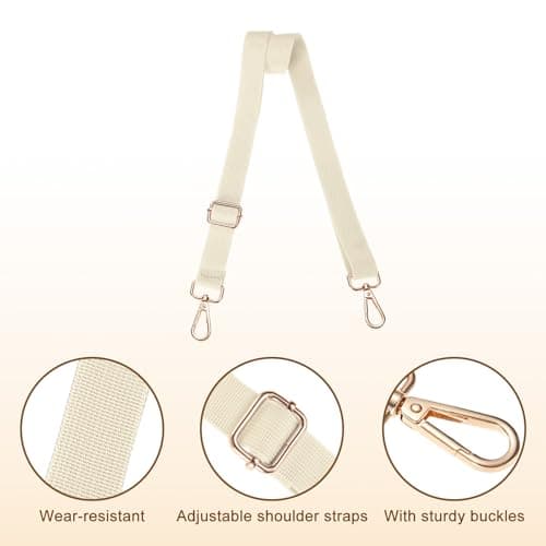 sourcing map Wide Shoulder Strap,2.5cm Crossbody Purse Strap Beige — view 3