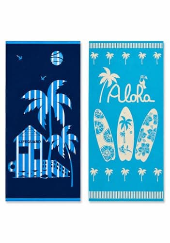Large Egyptian Luxury Beach Towels For Adults 100% Cotton - Pack of 2
