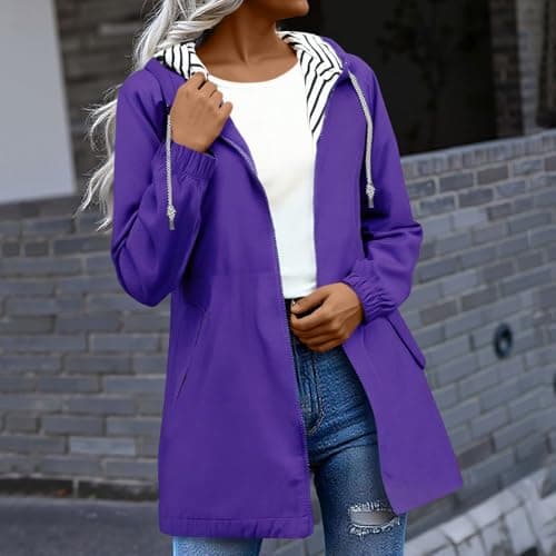 Women's Rain Jacket Lightweight Hooded Long Rain Coat Waterproof Jacket Functional Jackets Windbreaker Breathable Active Outdoor Coats Outdoor Hooded Pocket Long Sleeve Hood Casual Jackets — view 2