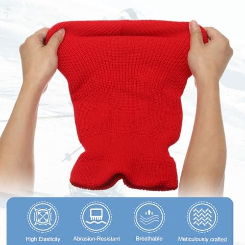 YELARXI 3-Hole Full Face Mask Cover, Ski Mask Knitted Warm Knit Cover Winter Balaclava Face Mask Cap Ski Polyester& 2 Pcs& Yellow -Fitting for (Men/Women/Winter Outdoor Sports/Skiing) — view 5