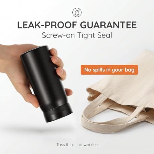 Mini Insulated Stainless Steel Water Bottle, 200ml Leak Proof Travel Tumbler for Coffee Tea Hot and Cold Beverage,Portable Pocket Flask for Adult and Kid Home School Office Camping(Black) — view 6