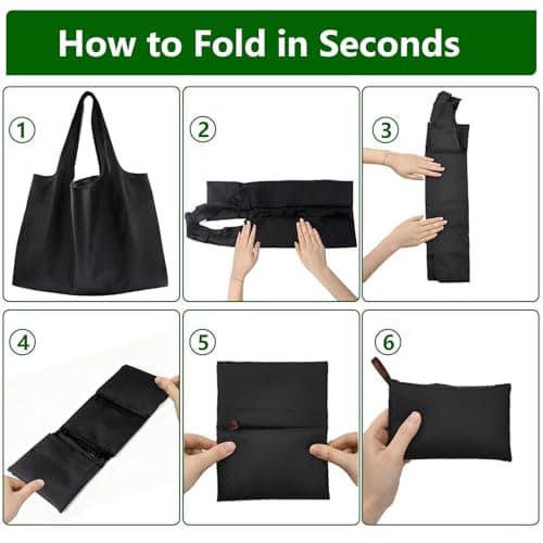 YINKIGI Large Reusable Shopping Bags 2 Pack Foldable Tote Bag, Black — view 5