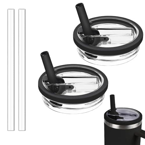 2 Pack Stanley Lid Replacement 40 oz, with Leak Proof and Flip Straw Lid, Stanley Cup Accessories,perfect for travel, fitness, and daily use. (Black and Black)