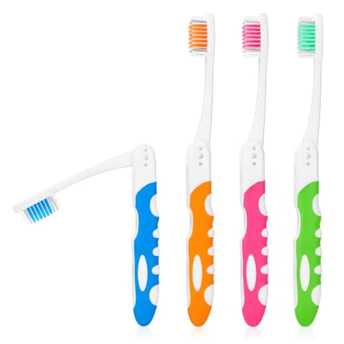 Dplolng 4 Pcs Portable Toothbrush,Travel Size Toothbrush for Camping Hiking