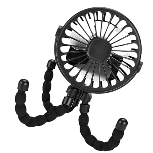 Fabater Portable Baby Stroller Fan, Battery Operated Clip on Fan with Flexible Tripod, Silent Cooling for Car Travel Outdoor, Compact USB Rechargeable for Toddler (Black) — view 5