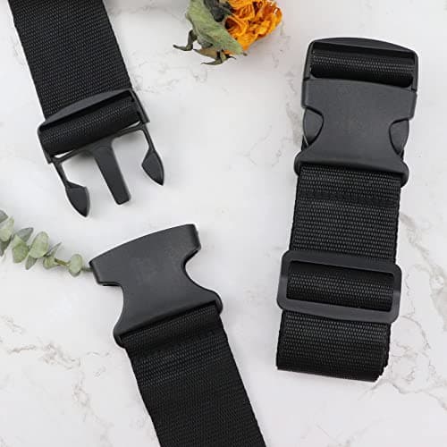 Luggage Suitcase Straps Set, Travel Accessories Thickened Luggage Belt with Quick Release Buckle, Adjustable Black Travel Luggage Straps for Suitcase Baggage (Black, 4 PCS Set) — view 3