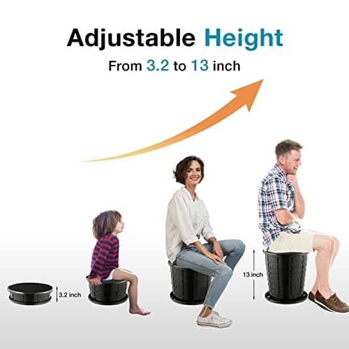 TRIPTIPS Upgrade Retractable Portable Toilet Foldable Height Adjustable Travel Toilet for Car Camping Toilet Portable Potty for Adults and Kids, Portable Toilet for Camping, XL Size (Black-13'') — view 2