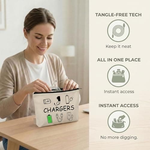 Velvia Canvas Travel Cable Organiser Bag with Soft Water Resistant Lining — view 5