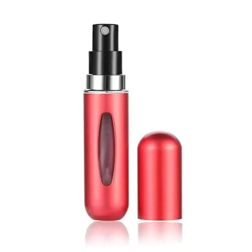 5ml Metallic Red Refillable Perfume Atomiser Atomizer – Travel Spray Bottle, Portable Mini Fragrance Dispenser for Women & Men, Reusable Perfume Bottle