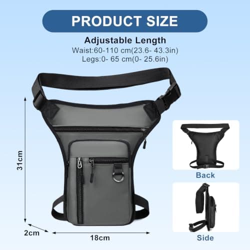 Flintronic Motorcycle Leg Bag, Hiking Waist Pack, Thigh Fanny with Adjustable Waist and Thigh Strap, Multi-Function Sports Pouch Bag, for Men Women Cycling Running Traveling and Fishing — view 2