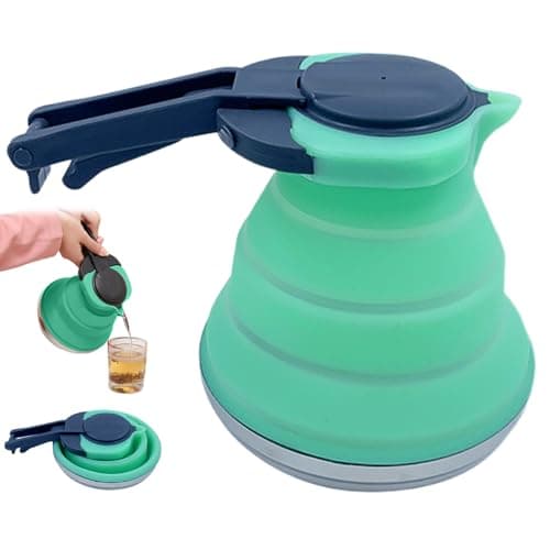 Collapsible Tea Kettle Travel, Collapsible Kettle 51 Oz Foldable Silicone with Handle Camping Coffee Pot Portable Camping Kettles for Boiling Water for Hiking Travel & Outdoors — view 6