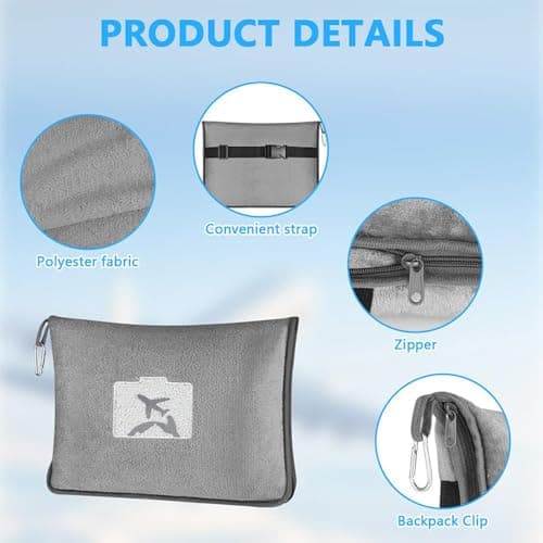 Shirene Travel Blanket,Ultra-Lightweight Airplane Blanket Vacuum Compressed Polyester Travel Blanket for Long-Haul Flights Cars Camping and Outdoor Activities Warm Packable Accessory Blanket — view 4