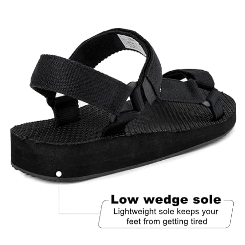 riemot Summer Sandals for Women, Comfort Breathable Beach Casual Walking Sandal, Arch Support Slides with Adjustable Buckle Straps, Anti-slip Outdoor Sports Lightweight Sandals, Black UK4/EU37 — view 5