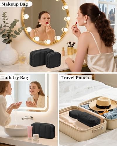 oscaurt Large Makeup Bag Toiletry Bag Set Travel Wash Bag Cosmetic Organiser for Women Waterproof Make Up Case with Compartments Gifts for Women Girls — view 6
