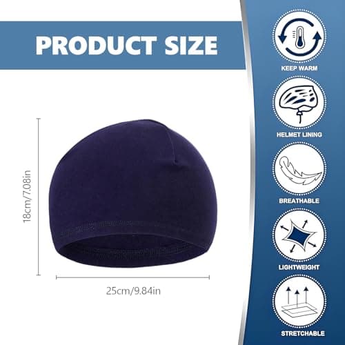 KASLCWA 2 Packs Winter Thermal Fleece Running Hat, Lightweight Thermal Fleece, Beanie Cap Headwear with Ear Covers for Running Cycling Sleeping for Adults Men Women(Light Gray, Navy Blue) — view 2