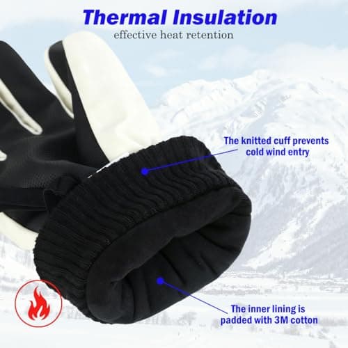 NexusGoods Thermal Touchscreen Ski Gloves - Waterproof & Insulated Snow Gloves for Men and Women For Snowboarding Ice Skating Winter Sports (Beige,S) — view 2