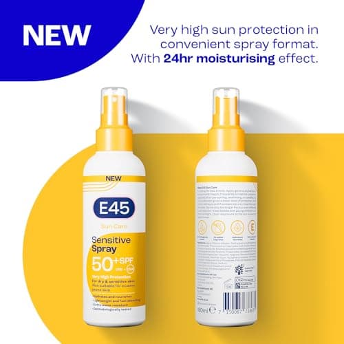 E45 SPF50+ Sensitive Sunscreen Spray Pack 2 x 180ml – Kids & Baby Spray + Sensitive Body Spray – UVA & UVB Protection for Dry, Sensitive & Eczema-Prone Skin — view 4