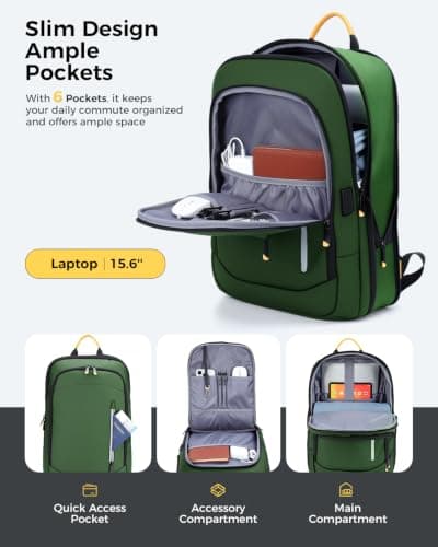 Lekespring Laptop Backpack for Men, 15.6 Inch Slim Business Travel Rucksack — view 3