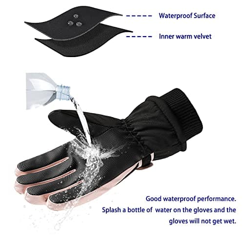 Andiker Ski Gloves Women Windproof Winter Warm Thermal Touchscreen Bike Cycling Gloves Snow Sports Snowboard Riding (black) — view 4