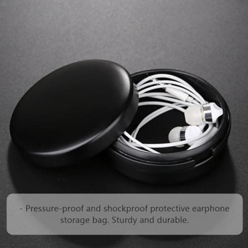 KICHOUSE Black Metal Headphone Storage Case Portable and Protective Aluminium Alloy Carrying Bag Easy to Carry Heavy Duty Earphone Storage for Travel — view 5