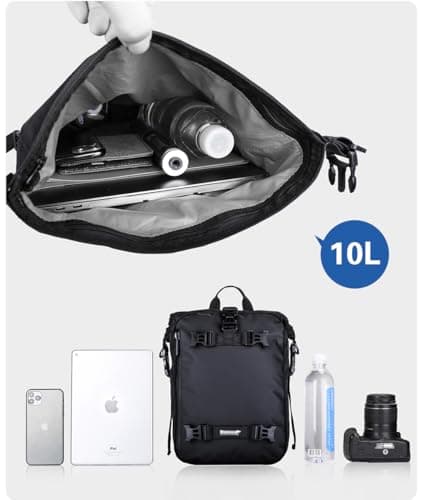 Rhinowalk Motor Saddle Bag Motorcycle Pannier Bag Waterproof Multifunctional Rear Rack Trunk Seat Bag (Black 10L) — view 4
