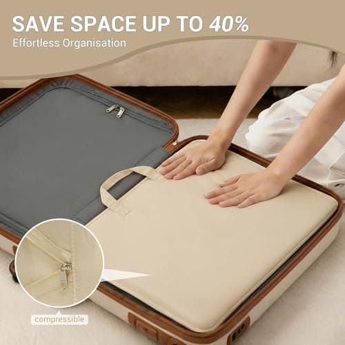 Kono 6-in-1 Compression Packing Cube Expandable Suitcase Organiser (Beige) — view 6