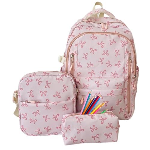 Zeyaoaea Bow Backpack with Lunch Box Large Capacity Cute Bookbag with — view 6