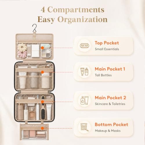 Lifewit Large Hanging Toiletry Bag, Travel Wash Bag, Rose Blush — view 2