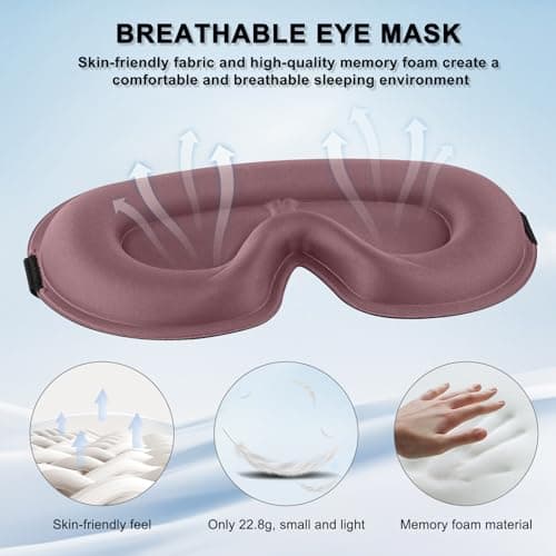 Blackout Sleep Mask for Women Men Zero Eye Pressure Eye Mask, Lycra Fabric 3D Ergonomic Design Eye Movement and Eyelash Friendly, Ultra Comfortable Blindfold for Sleeping Pink — view 4