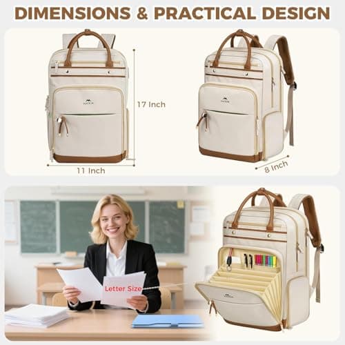 MATEIN Work Bag with Lunch Compartment, 15.6 Inch Lunch Backpack for Women — view 4