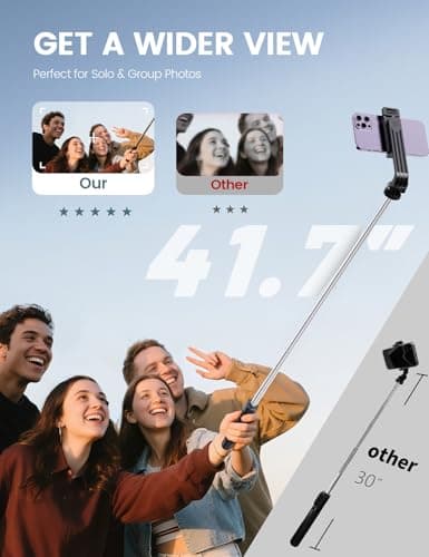ANXRE Extendable Selfie Stick with Wireless Detachable Remote — view 2