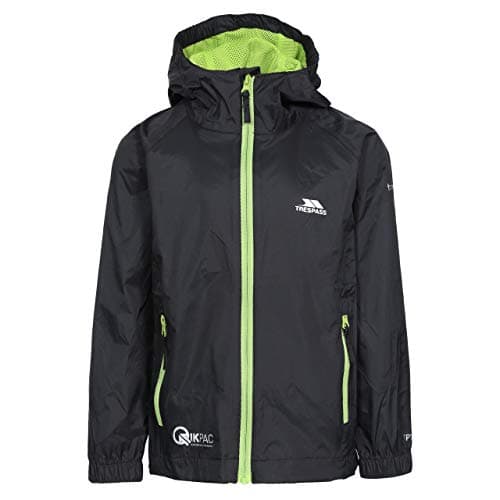 Trespass Kids Packaway Waterproof Jacket Qikpac Black 7/8