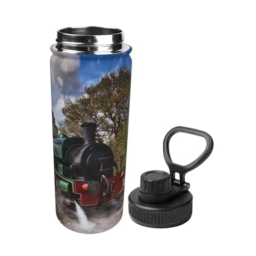 InOmak Steam Engine Train 18 Oz Water Bottle Insulated Stainless Steel Mug Vacuum Tumbler Water Flask — view 2