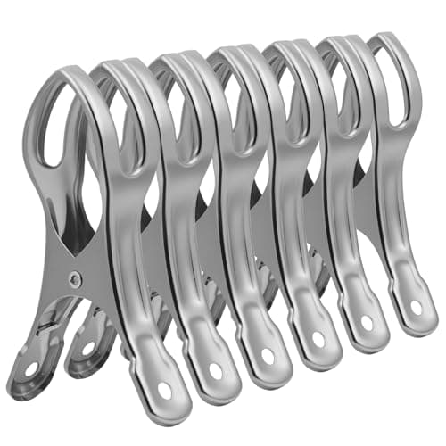 Alaoo 6 Pcs Beach Towel Clips, 11cm Large Stainless Steel Sunbed Towel Pegs Laundry Clip Towel Pegs for Sunbeds Sun Loungers, Blankets, Pool Chairs