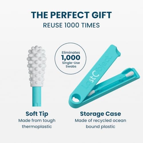 LastSwab Reusable Cotton Buds - Washable Silicone Ear Buds for Ear Cleaning - Eco-Friendly Reusable Ear Swabs & Ear Wax Remover - Zero Waste Alternative to Single-Use - Travel Case - Turquoise — view 4