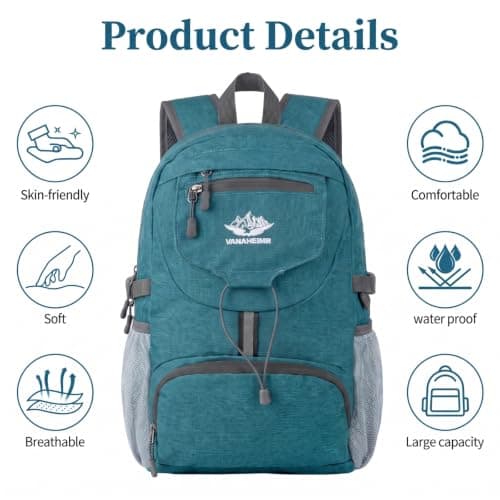 JETOP 20L Foldable Backpack, Ultra Lightweight Backpack, Packable Rucksack — view 3