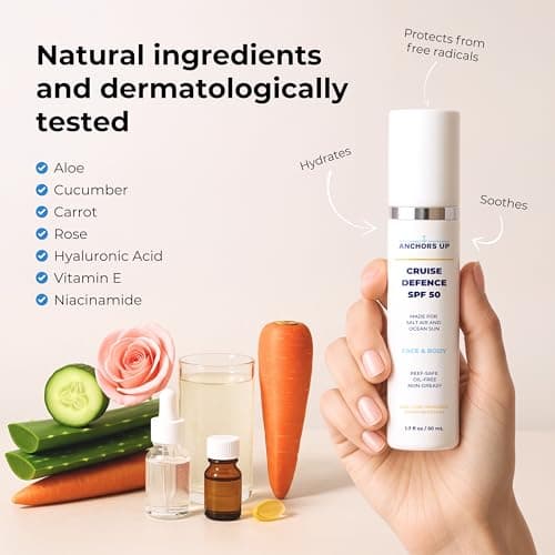 Cruise-Designed SPF 50 Sunscreen – Travel Size 50ml – Reef-Safe, Water & Wind Resistant Sun Cream – Fast-Absorbing, Non-Greasy – Made for Deck Days, Shore Excursions & Ocean Sun — view 4