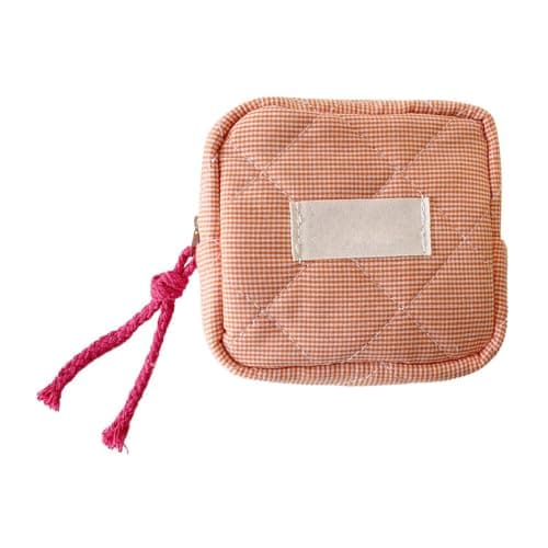 Small Cosmetic Bag Portable Multipurpose Square Check Design