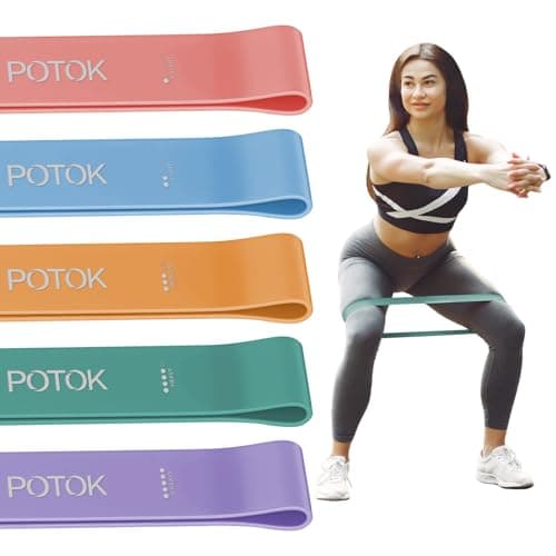 Resistance Bands [Set of 5], Potok Resistance Band for Women and Men,Skin-Friendly Resistance Fitness Exercise Loop Bands with Carry Bag for Pilates, Training, Physio Therapy, Stretching