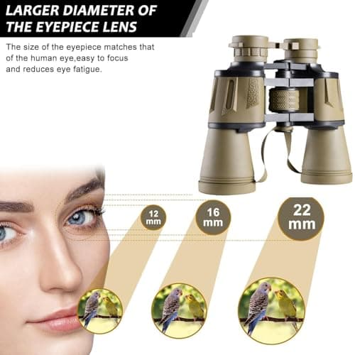 High Power 20x50 Binoculars for Adults with BAK4 Prism - HD Waterproof Portable Telescope with FMC Lens for Bird Watching Football Travel Hiking Hunting Stargazing Concerts (Brown) — view 2