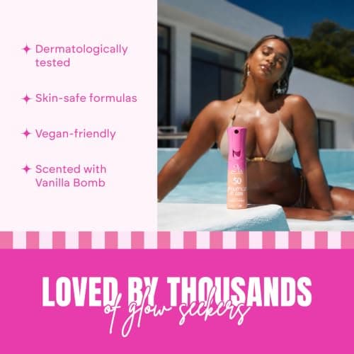 2bTanned Protect & Tan SPF 50 Dry Tanning Oil (100ml Travel Size), 2in1 Tanning Accelerator and Sunscreen with Tyrosine and Vitamin E, Nourishing Coconut & Jojoba Oil, UVA & UVB, Vanilla Bomb — view 4