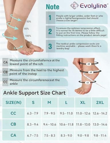 Evolyline 2Pair Ankle Support Compression Socks For Women Men Open Toe — view 6