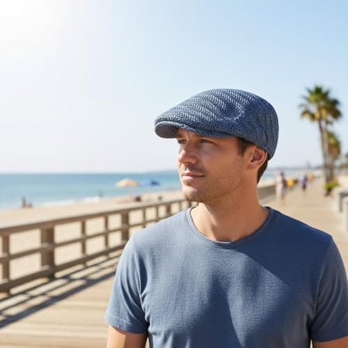 Vobumix Straw Newsboy Cap Vintage Painter Hat Travel Flat Cap for Summer Holiday Vacation Beach Sun Protection Accessories — view 5