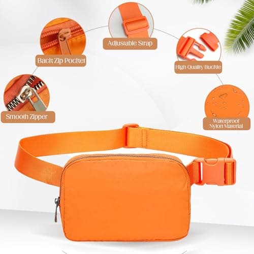 Uwiyo Bumbags for Ladies Belt Bag for Women Men Small Crossbody Bags for Women Fashion Fanny Pack Waist Bag with Adjustable Strap for Travel Outdoors Running Hiking (Orange) — view 6