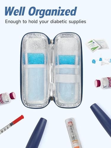 YOUSHARES Monjaro Travel Case - Insulin Cooler Travel Case with 2 Ice Packs, Keep Medicine Cool While Traveling, Medicine Cool Bag for Diabetes Supplies(Blue Camellia) — view 4