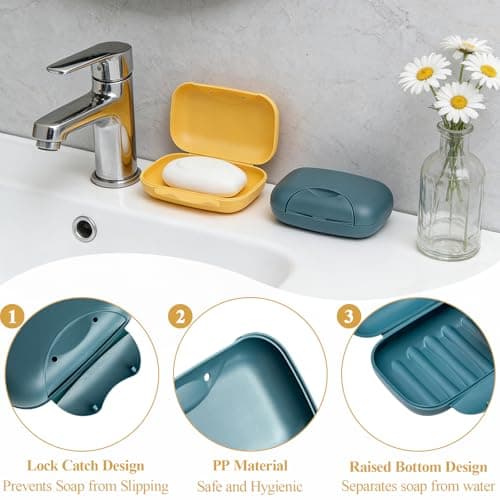 Soap Dish With Lid, Soap Holder, Travel Soap Case, Closable Soap Holder To Keep Soap Clean,Waterproof Leakproof Portable Soap Box For Soap Bar, Shower, Bathroom, Travel, Hiking,Gym - 2PCS — view 3