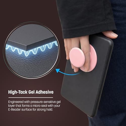 Encased Large Grip Holder for Kindle E-Readers, Tablets and iPads - Case Compatible Adhesive Collapsible Handle (Pink) — view 3
